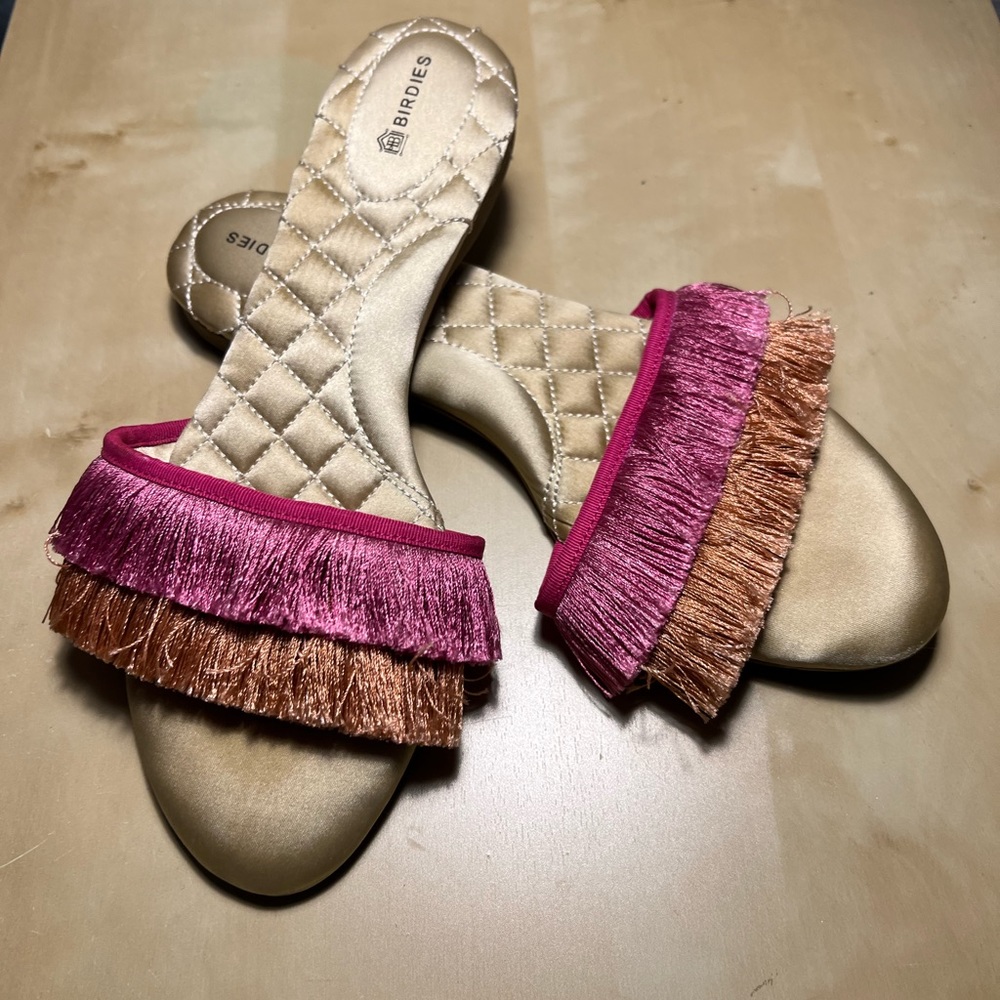 Pink/Orange Fringe Birdies 8.5 Slides